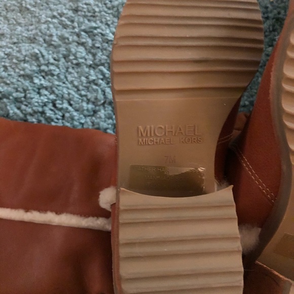 Kors cognac Leather Shearling over-the-knee Boots - Picture 3 of 8